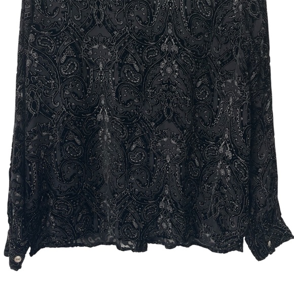Laura Ashley VTG Button Top M Black Silk Velvet Burnout Witchy Whimsy Goth Vamp - Picture 9 of 16